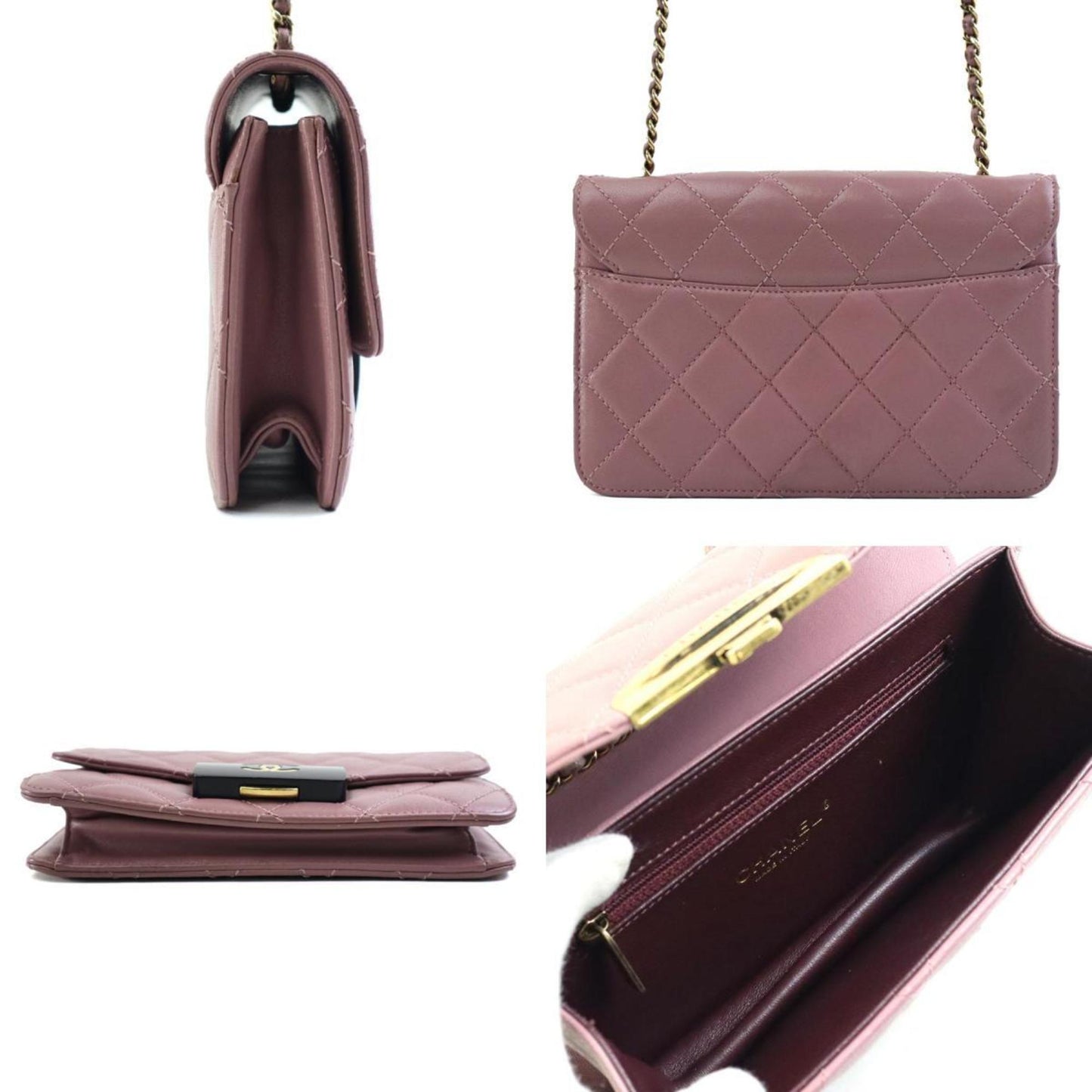 Chanel Wallet On Chain Pink Leather Shoulder Bag