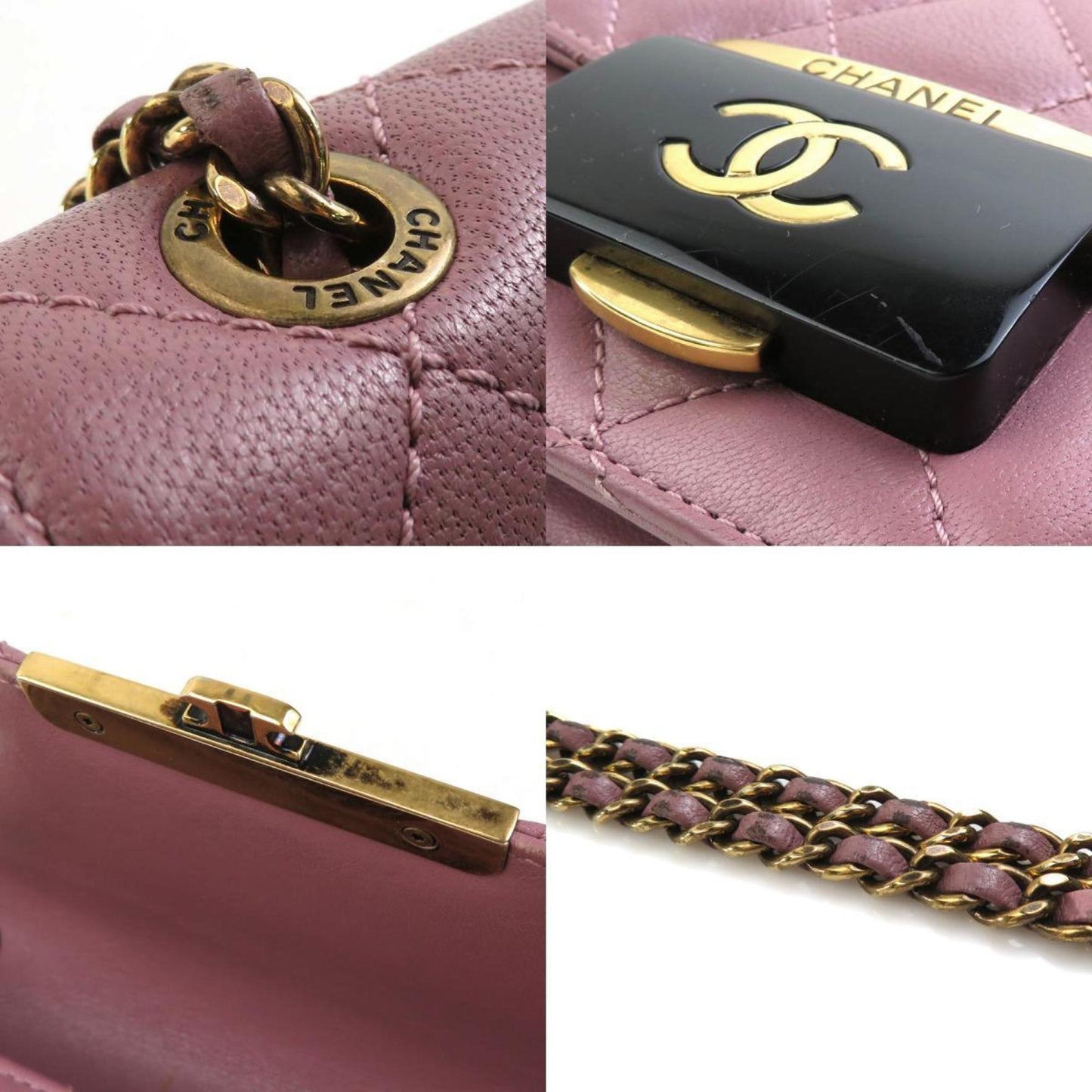 Chanel Wallet On Chain Pink Leather Shoulder Bag