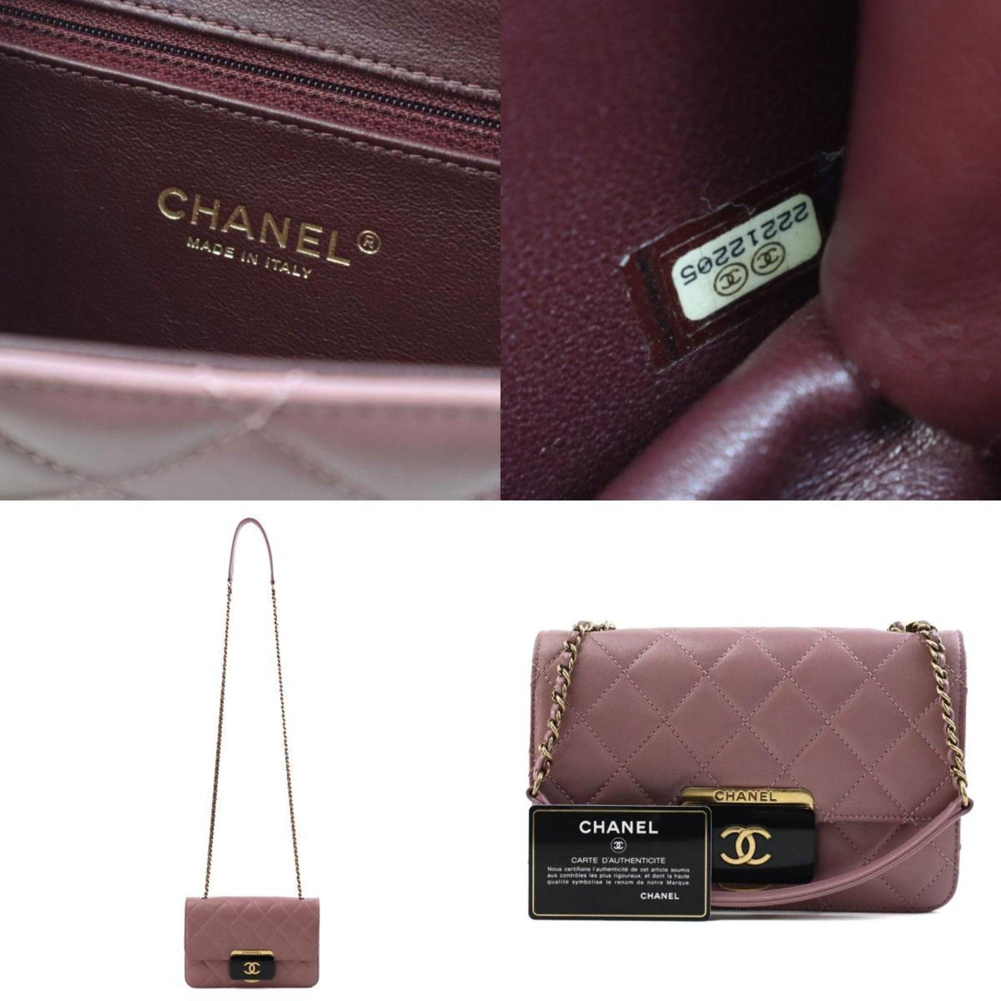 Chanel Wallet On Chain Pink Leather Shoulder Bag