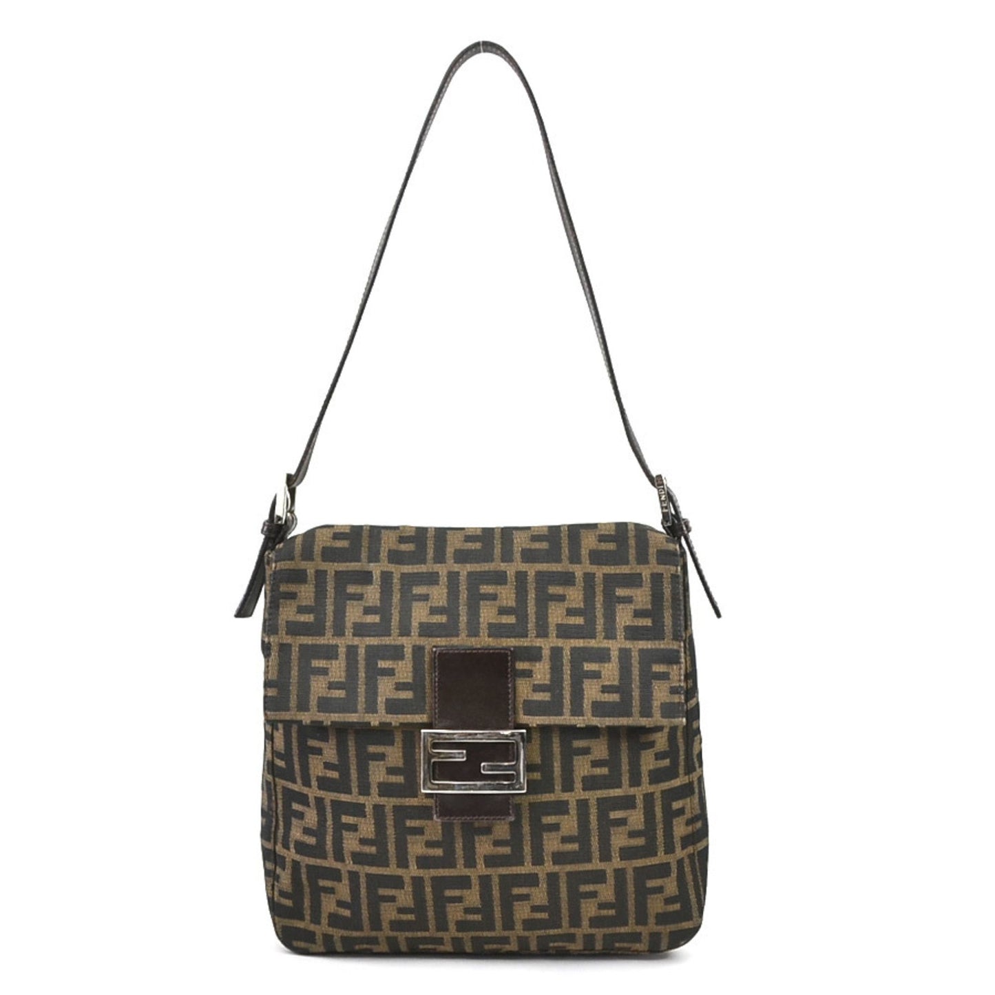 Fendi Zucchino Brown Canvas Shoulder Bag