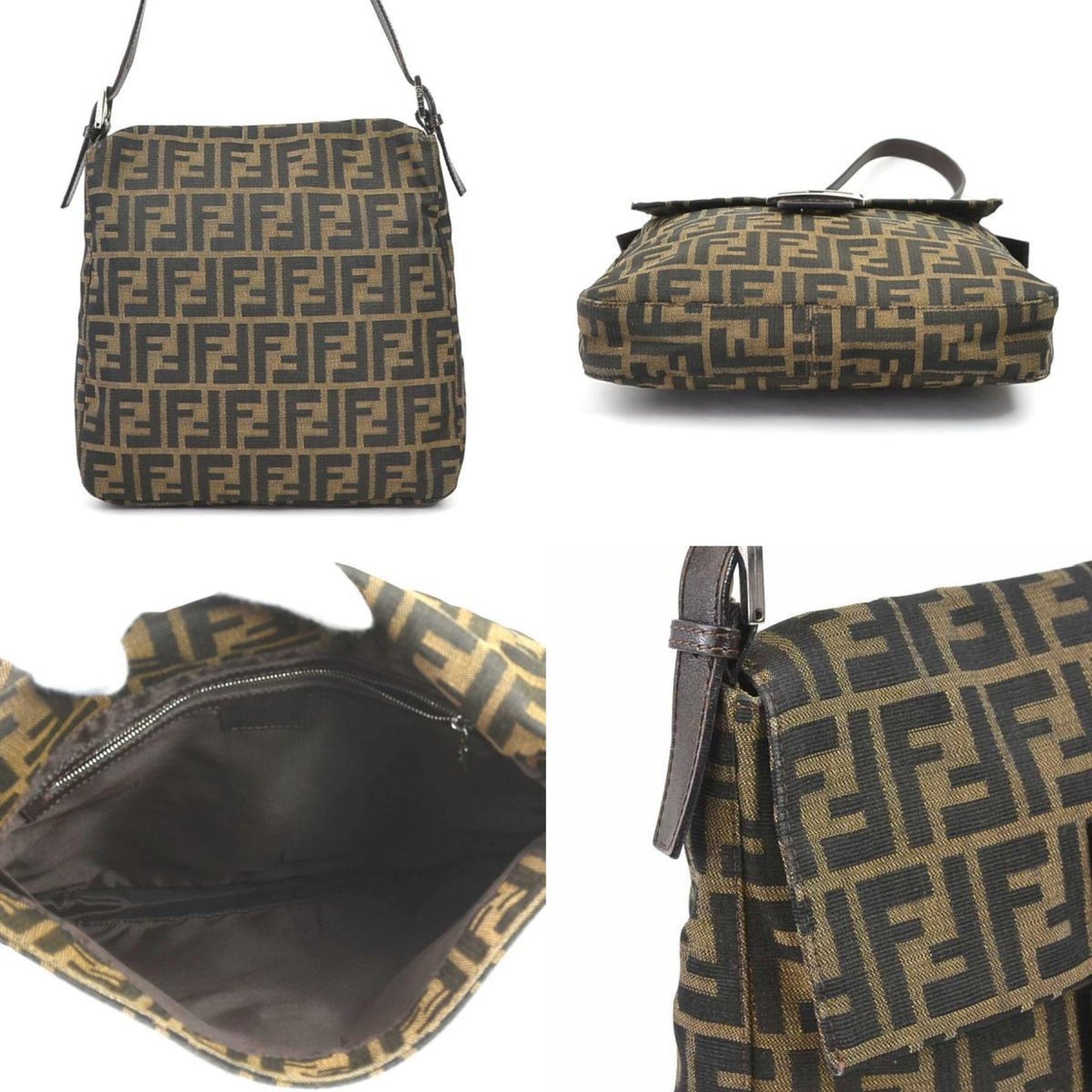 Fendi Zucchino Brown Canvas Shoulder Bag