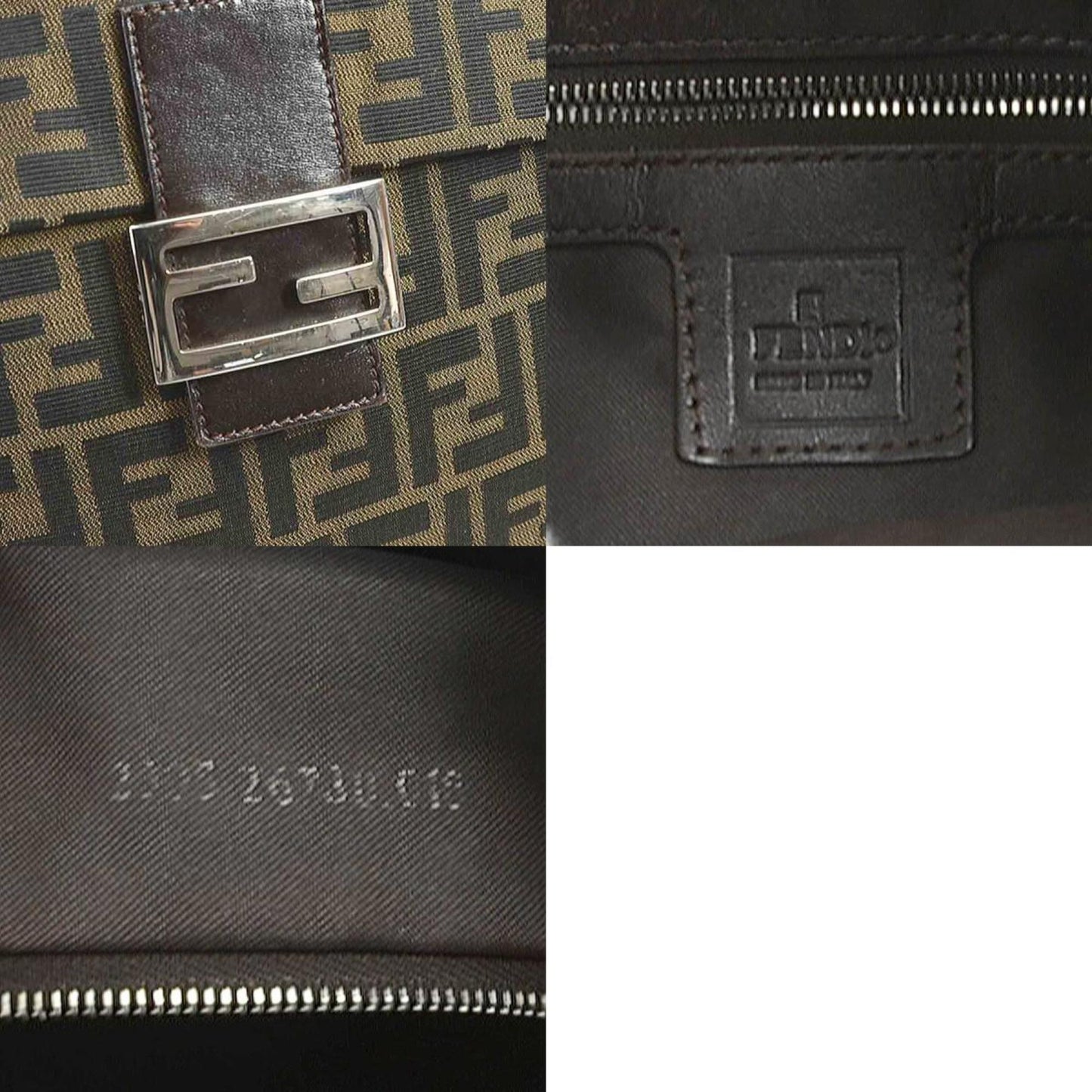 Fendi Zucchino Brown Canvas Shoulder Bag