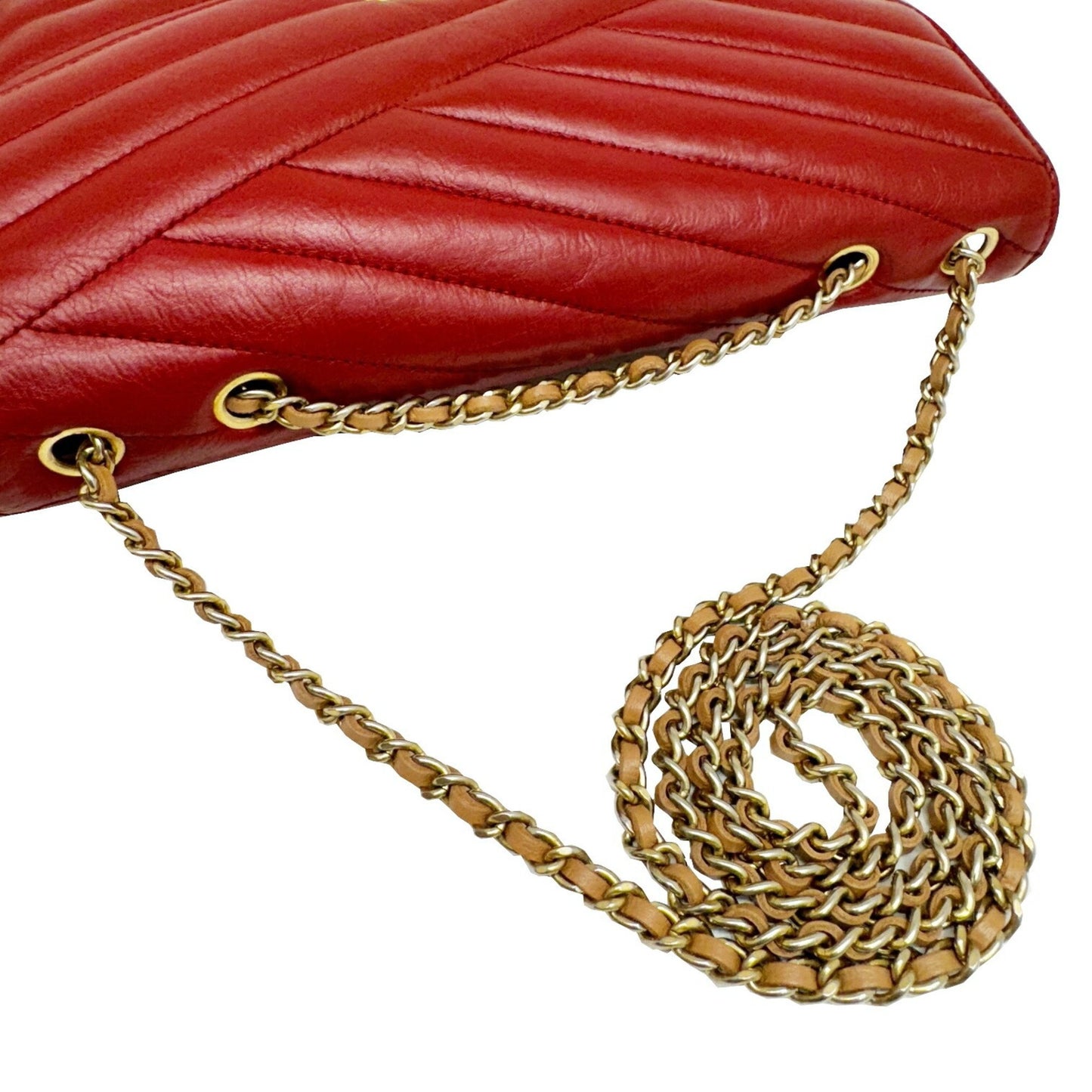 Chanel Gabrielle Red Leather Shoulder Bag