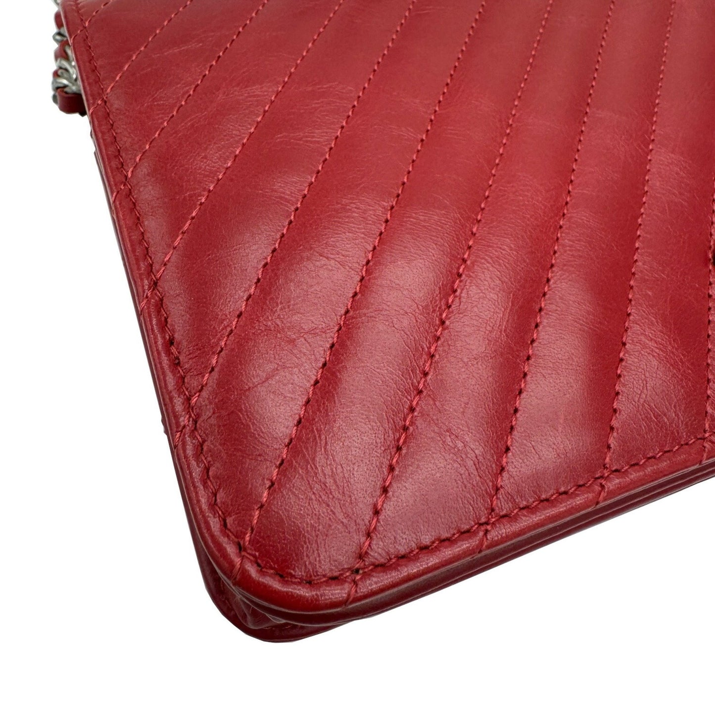 Chanel Wallet On Chain Red Leather Shoulder Bag