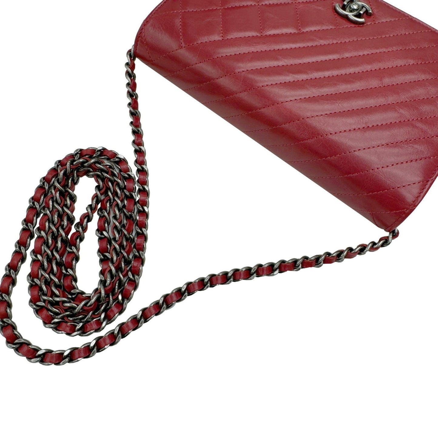 Chanel Wallet On Chain Red Leather Shoulder Bag