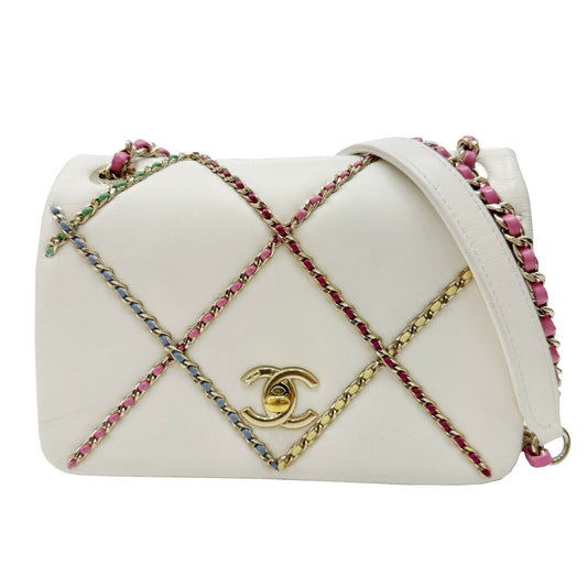 Chanel Mini matelassé White Leather Shoulder Bag