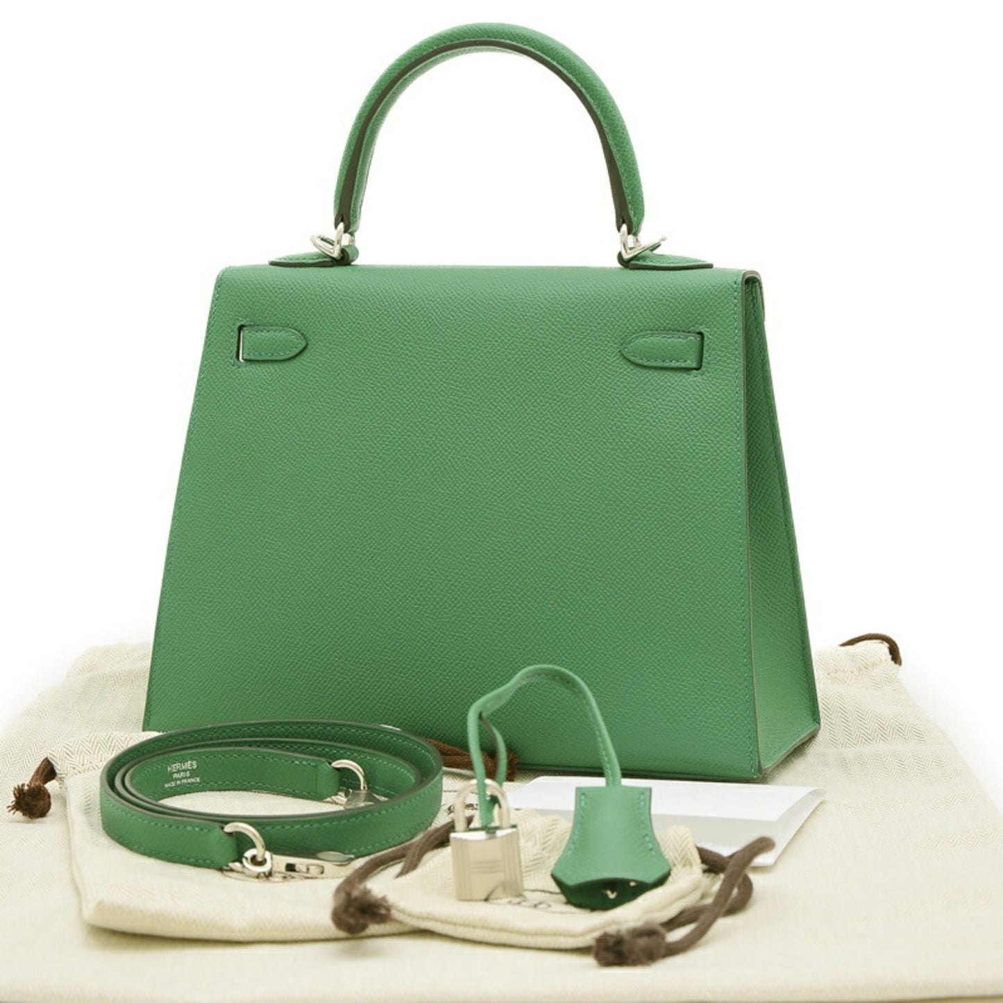 Hermès Kelly 25 Green Leather Hand Bag