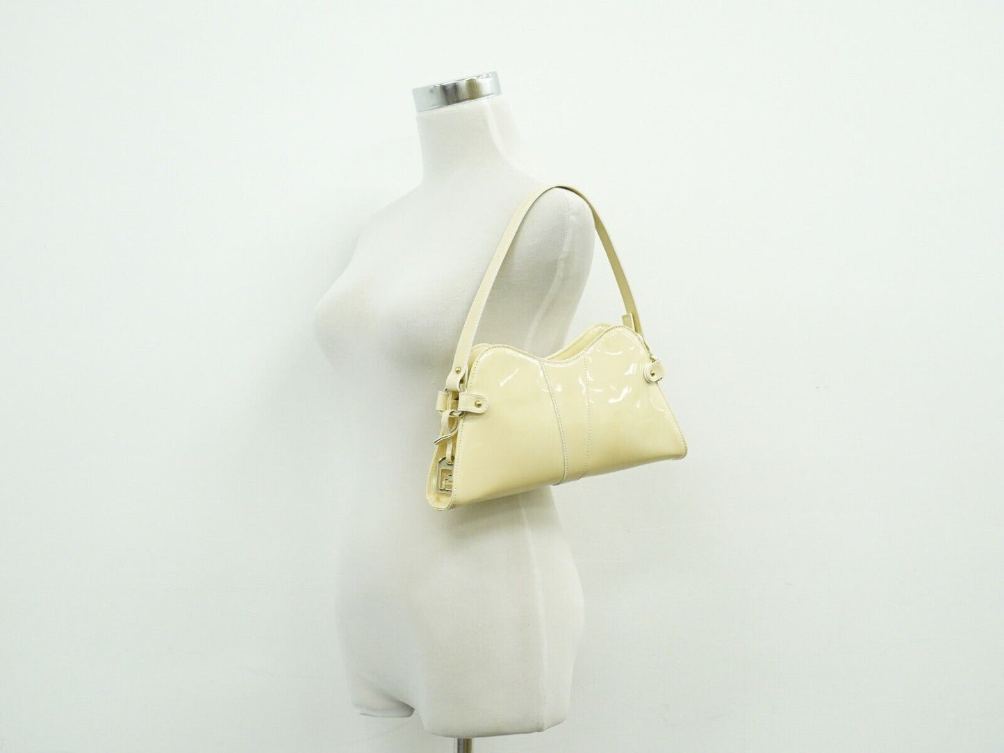 Fendi Selleria Beige Patent Leather Hand Bag