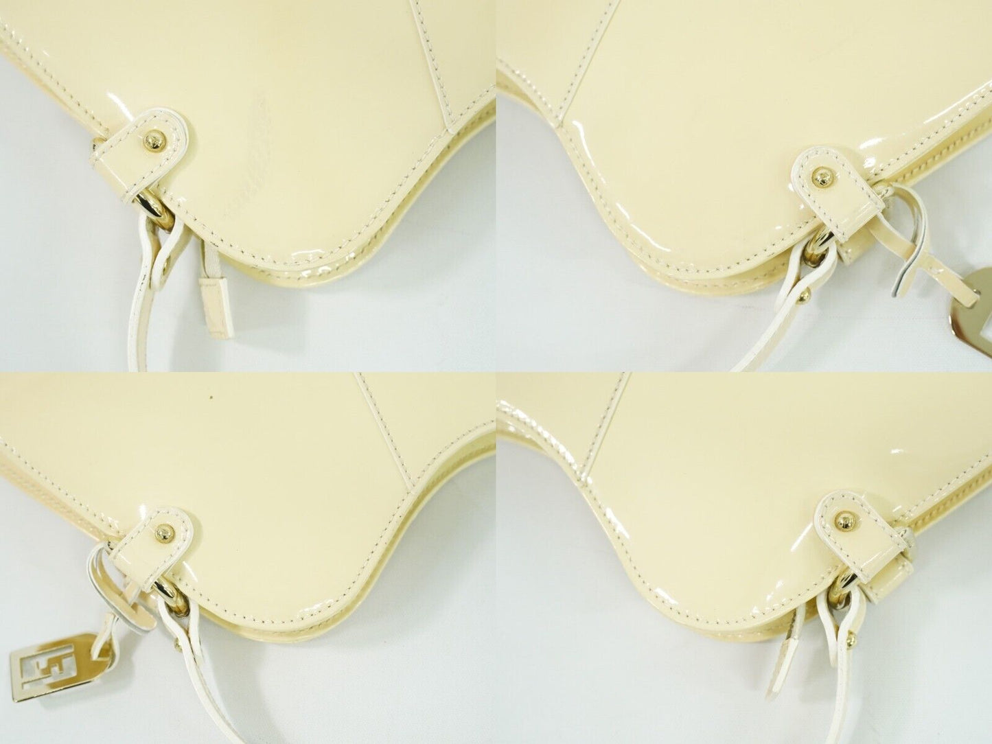 Fendi Selleria Beige Patent Leather Hand Bag