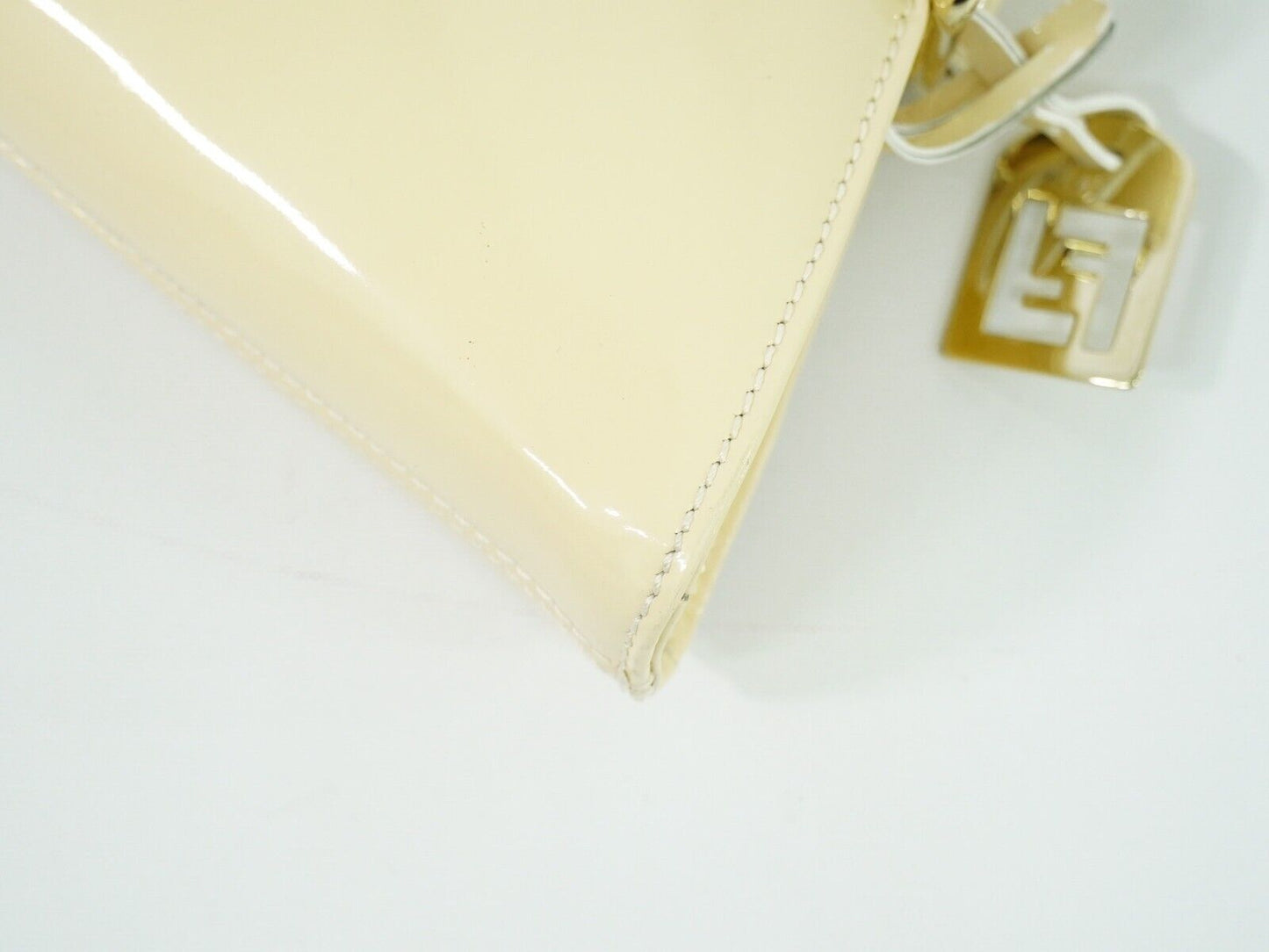 Fendi Selleria Beige Patent Leather Hand Bag