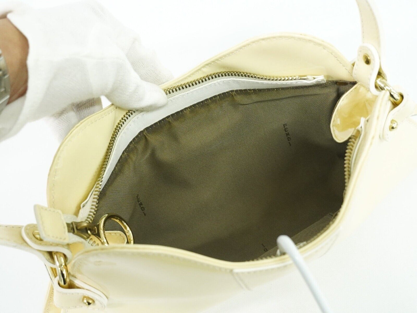 Fendi Selleria Beige Patent Leather Hand Bag