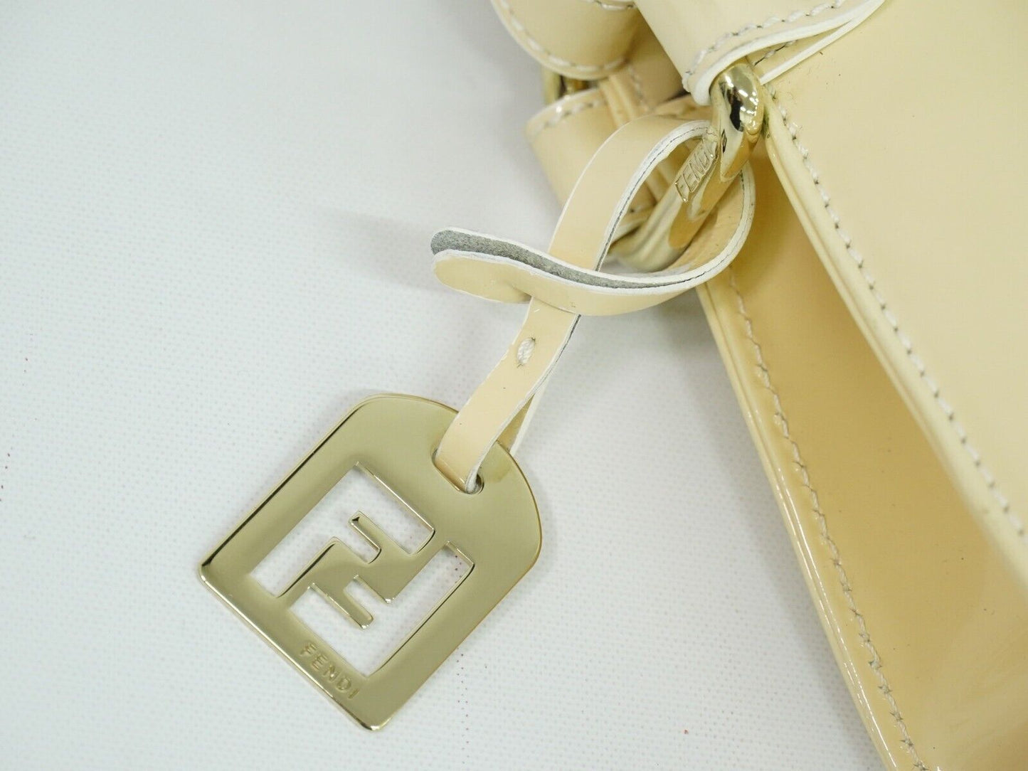 Fendi Selleria Beige Patent Leather Hand Bag