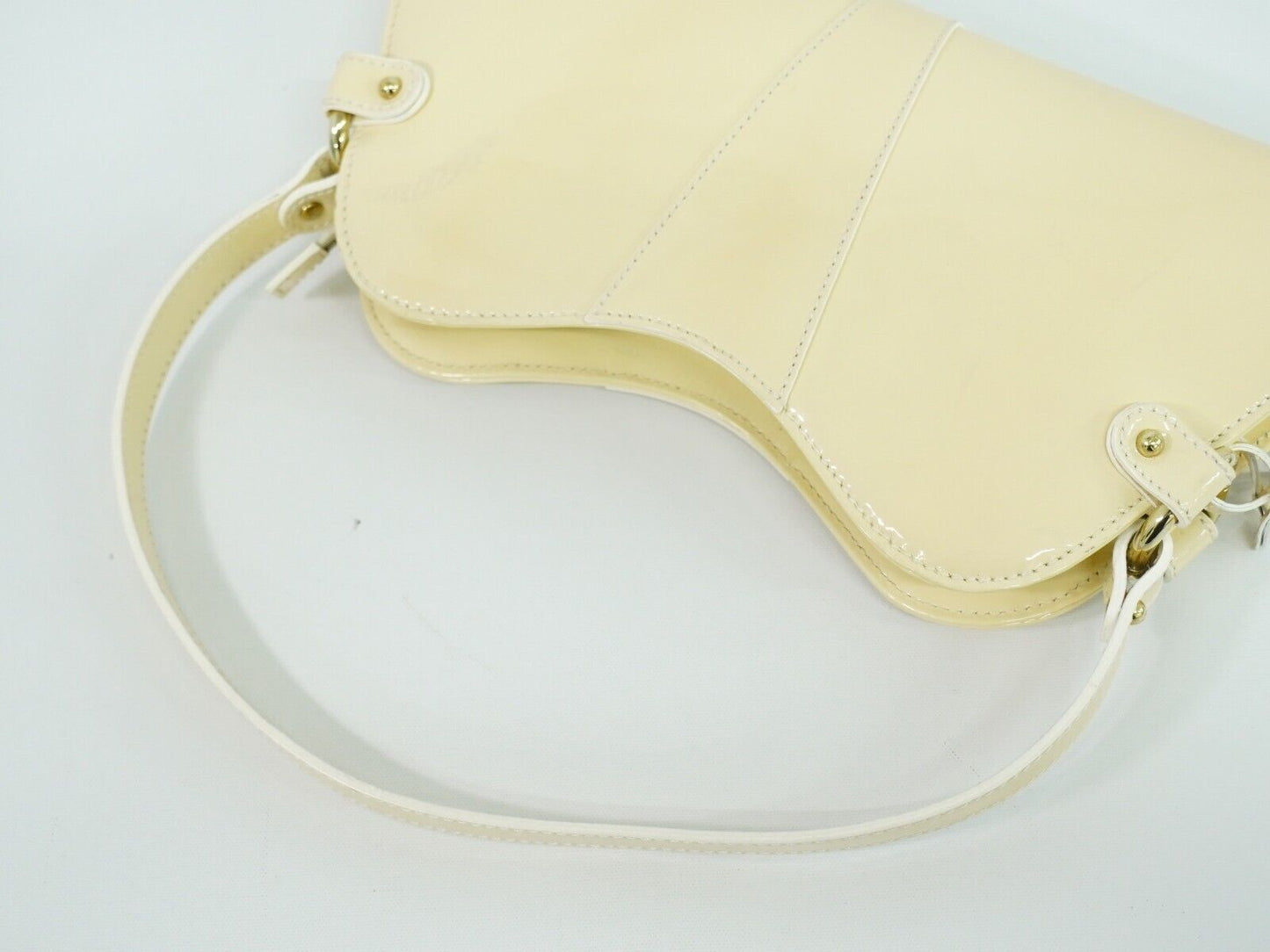 Fendi Selleria Beige Patent Leather Hand Bag