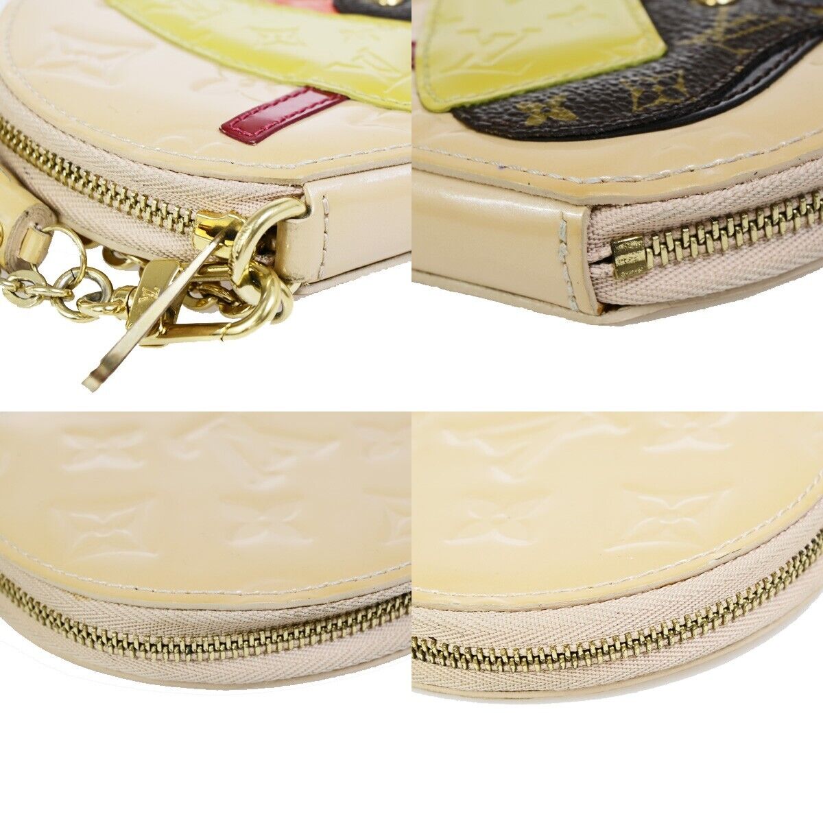 Louis Vuitton Porte-monnaie Beige Patent Leather Wallet Accessories