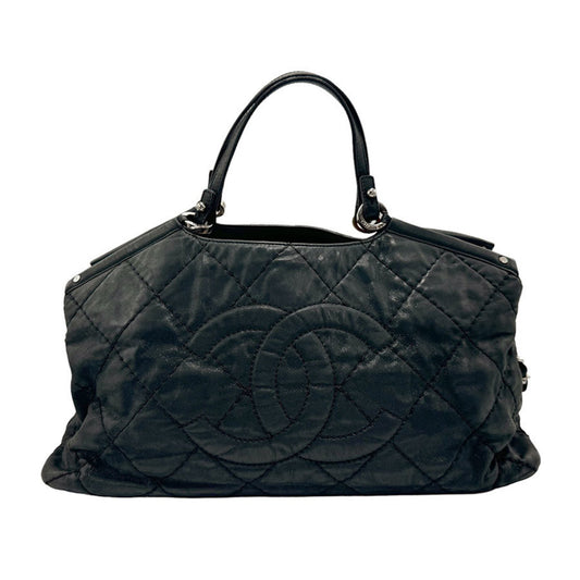 Chanel Matelassé Black Leather Hand Bag