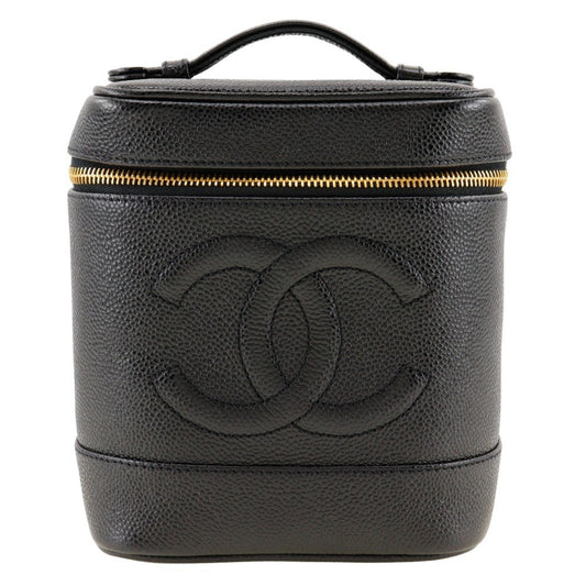 Chanel Vanity Black Leather Clutch Bag