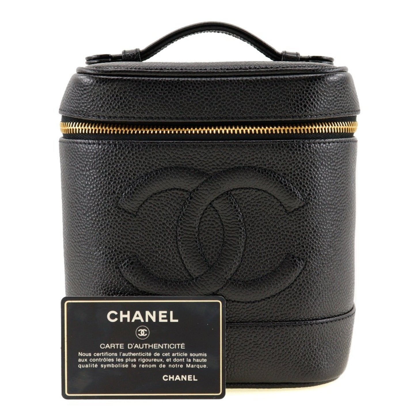 Chanel Vanity Black Leather Clutch Bag