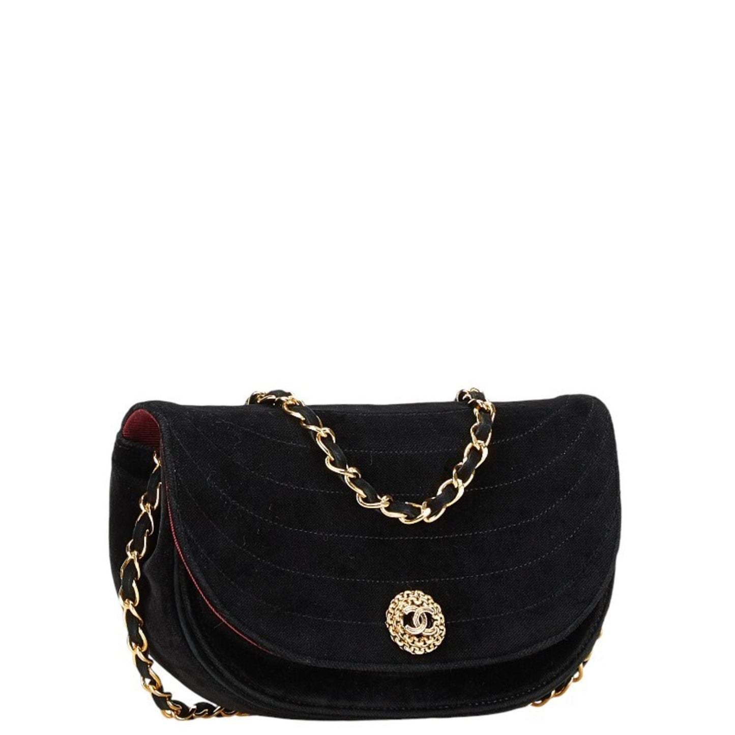 Chanel Half moon Black Suede Shoulder Bag