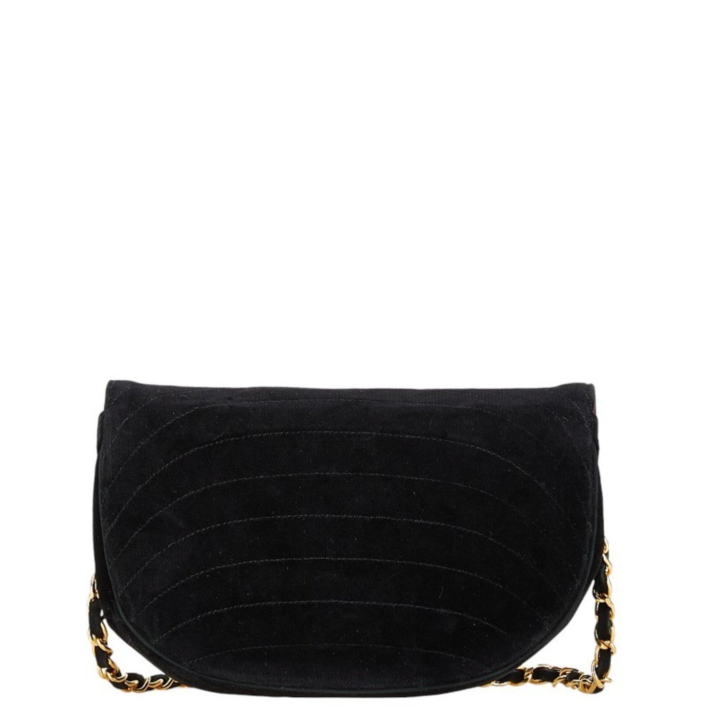 Chanel Half moon Black Suede Shoulder Bag