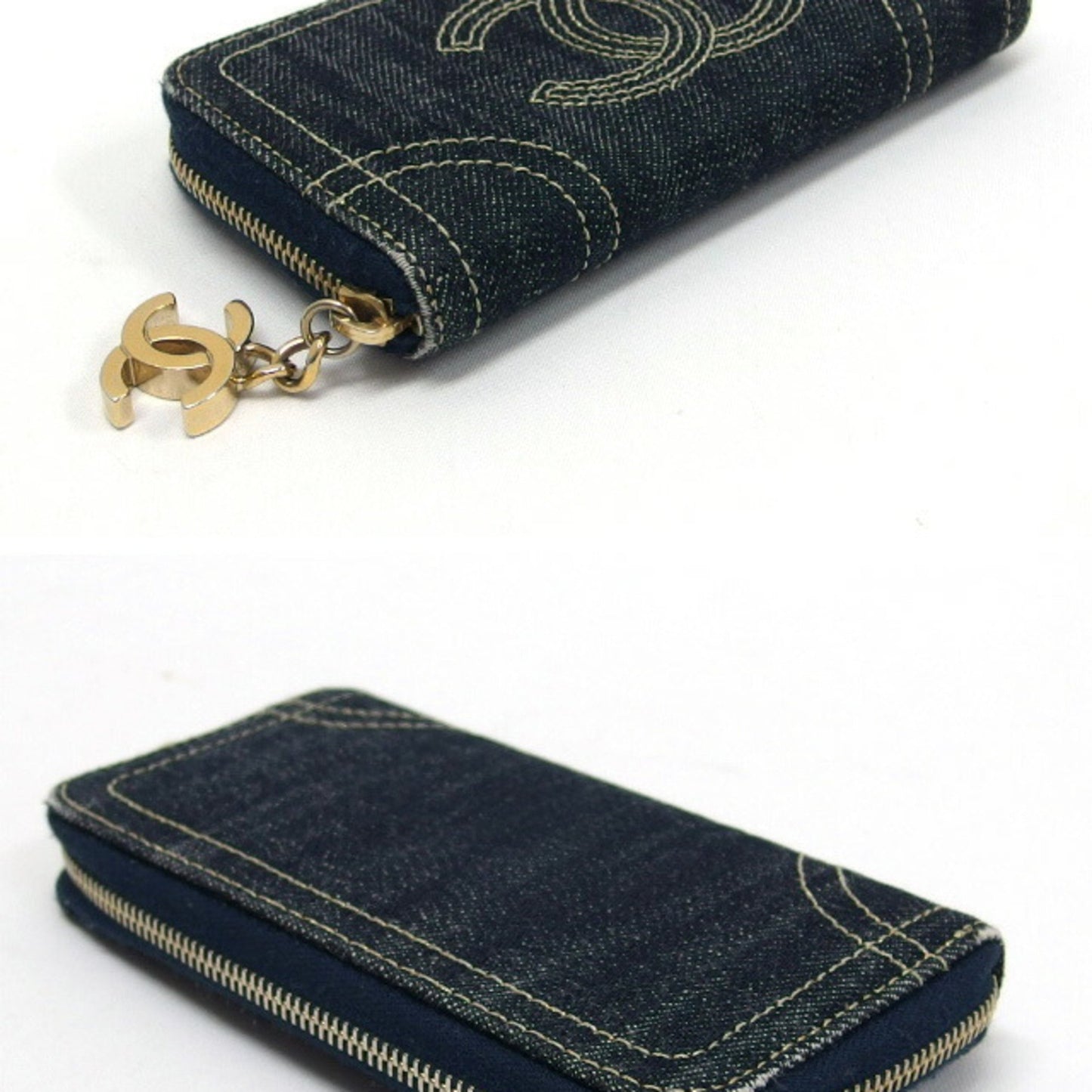 Chanel Logo CC Blue Denim - Jeans Wallet Accessories