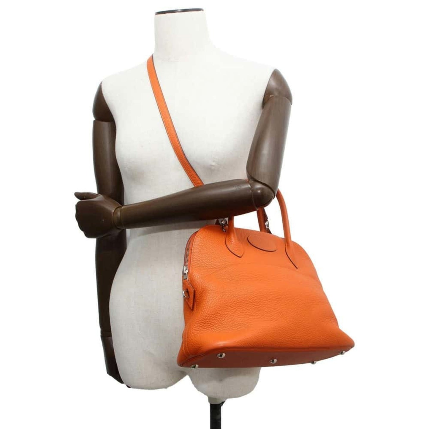 Hermès Bolide Orange Leather Hand Bag