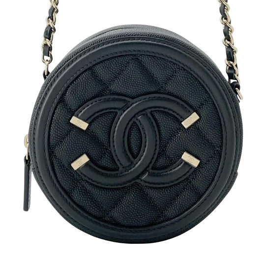 Chanel CC Filigree Black Leather Shopper Bag