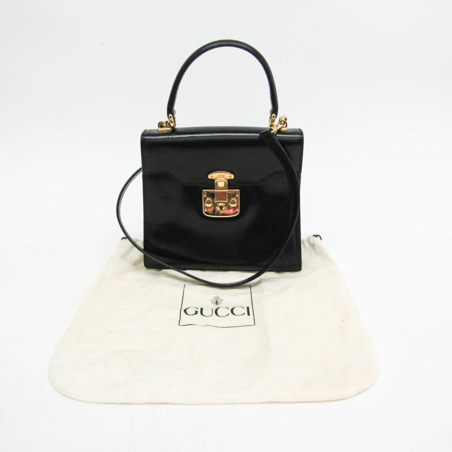 Gucci Old Gucci Black Leather Hand Bag