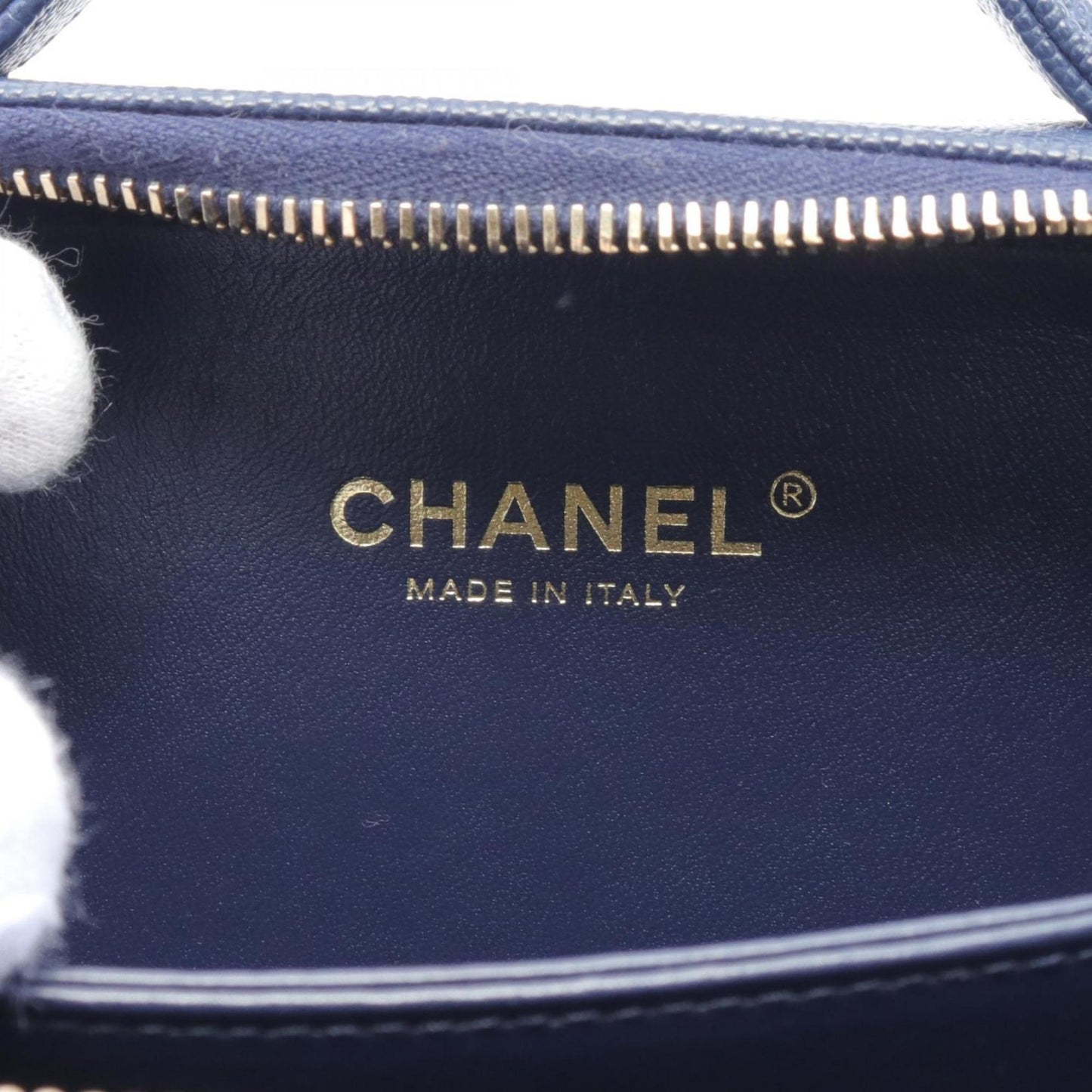 Chanel CC Filigree Navy Leather Shoulder Bag