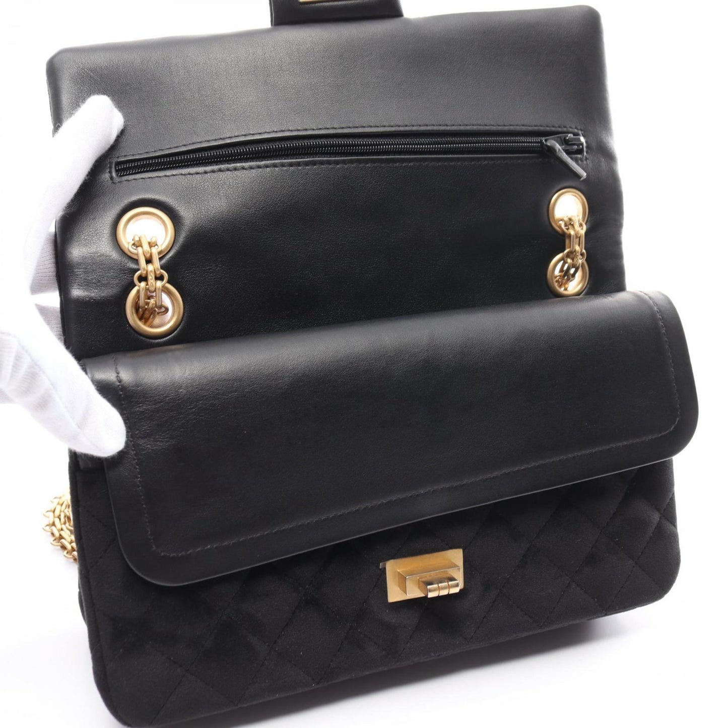 Chanel 2,55 Black Suede Shoulder Bag