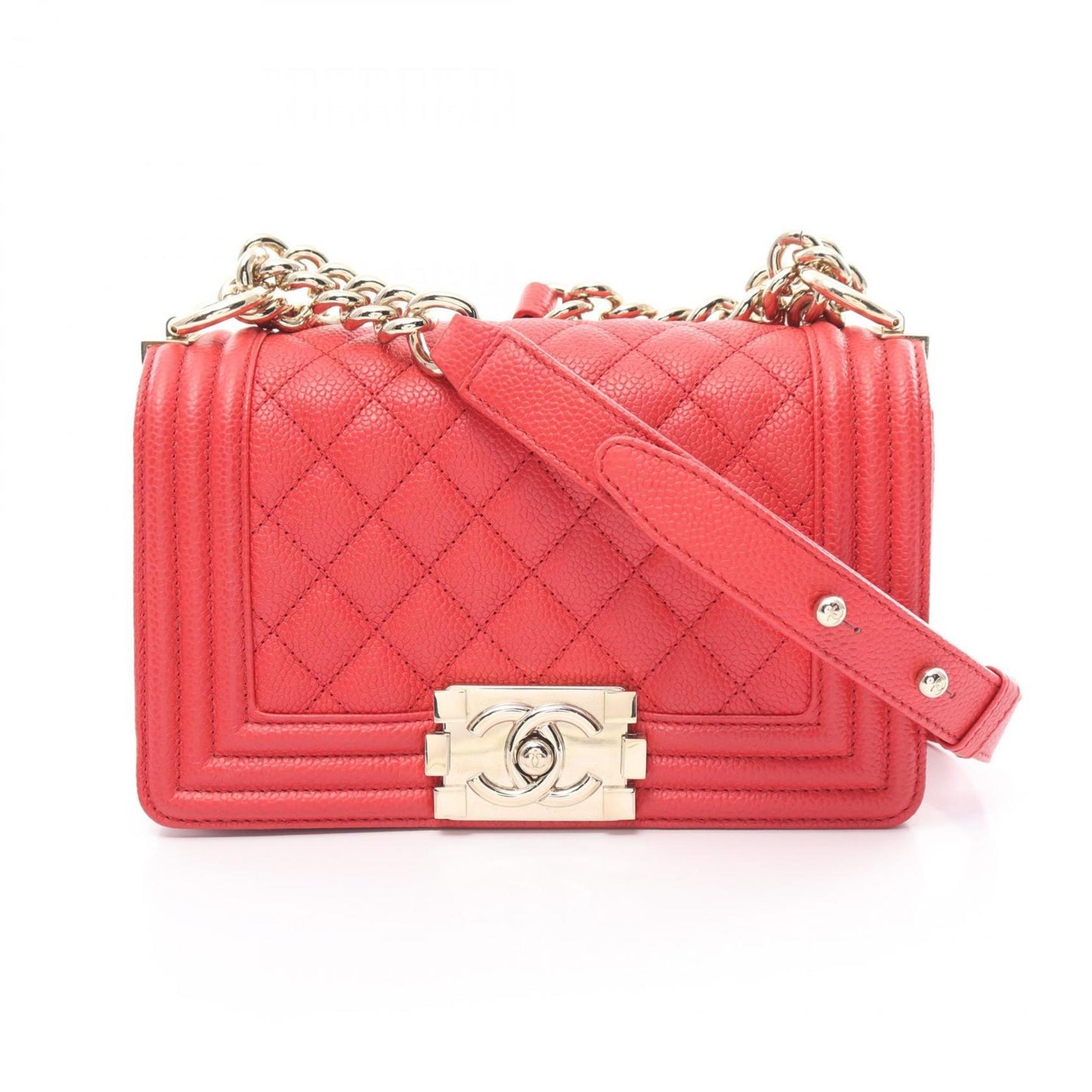 Chanel Boy Red Leather Shoulder Bag