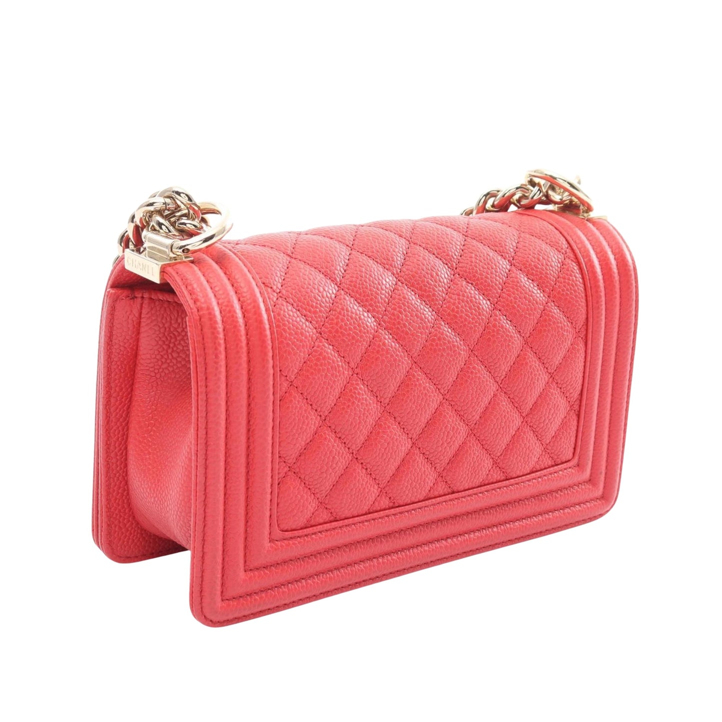 Chanel Boy Red Leather Shoulder Bag