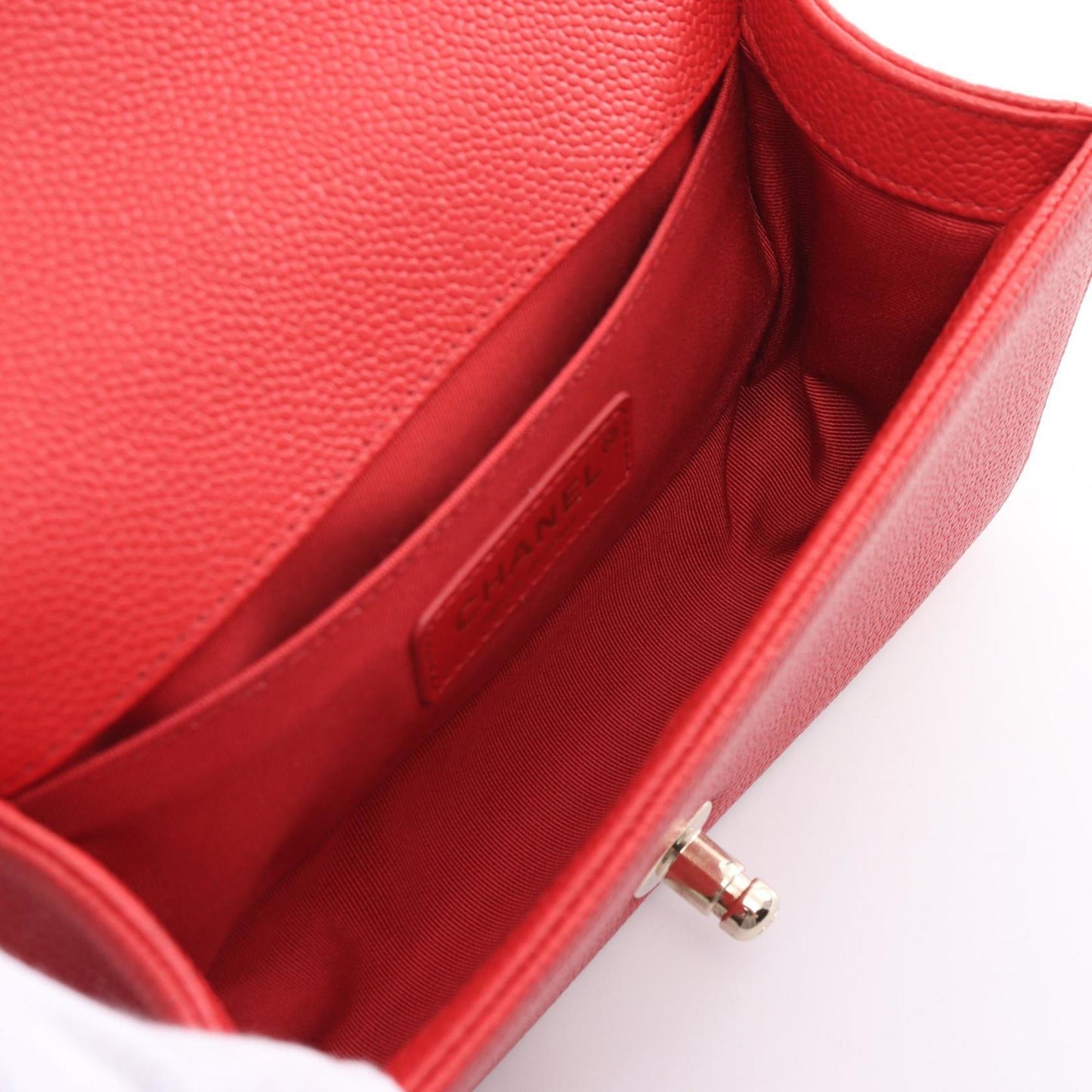 Chanel Boy Red Leather Shoulder Bag