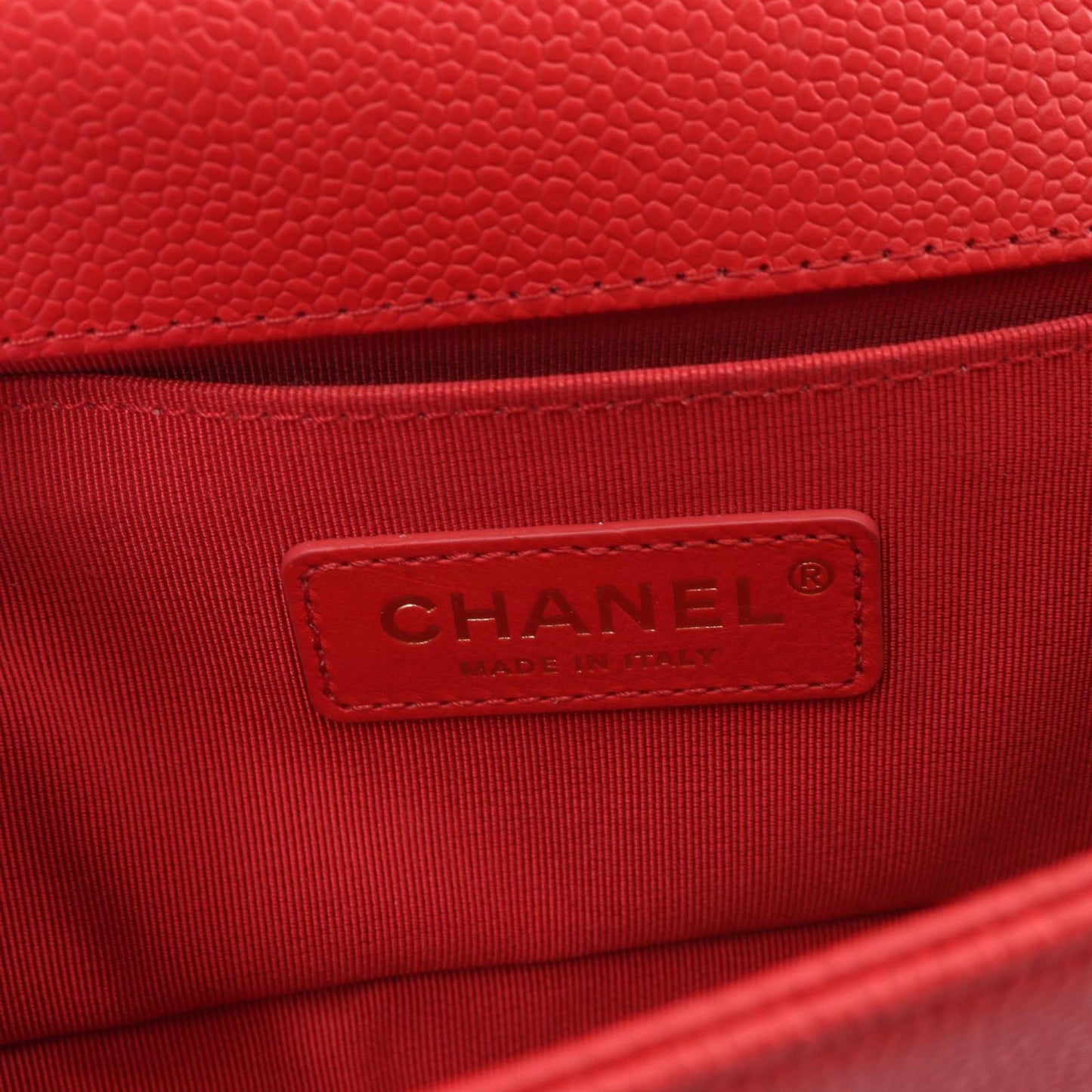 Chanel Boy Red Leather Shoulder Bag