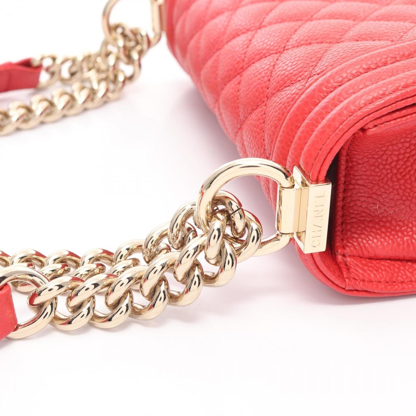 Chanel Boy Red Leather Shoulder Bag