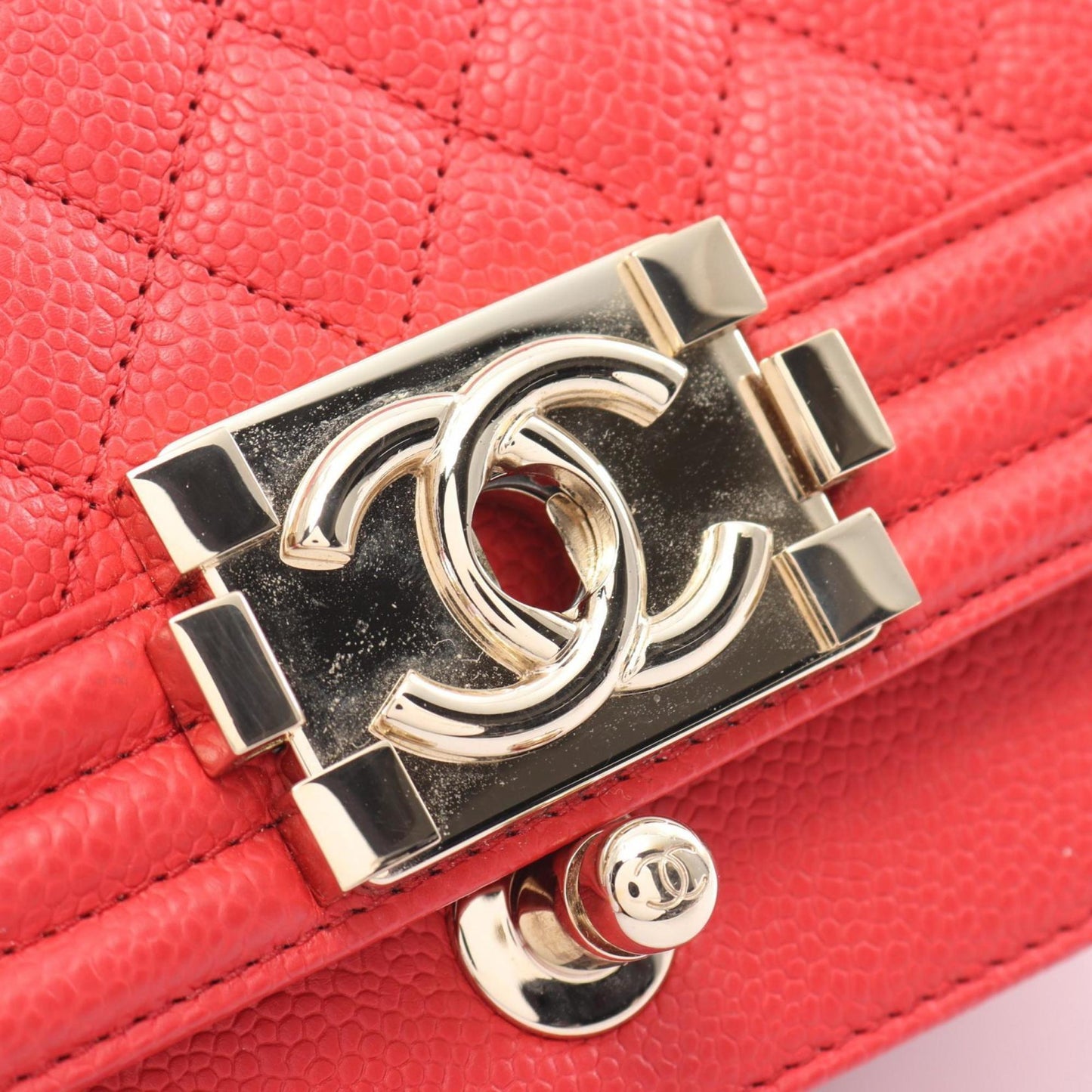 Chanel Boy Red Leather Shoulder Bag