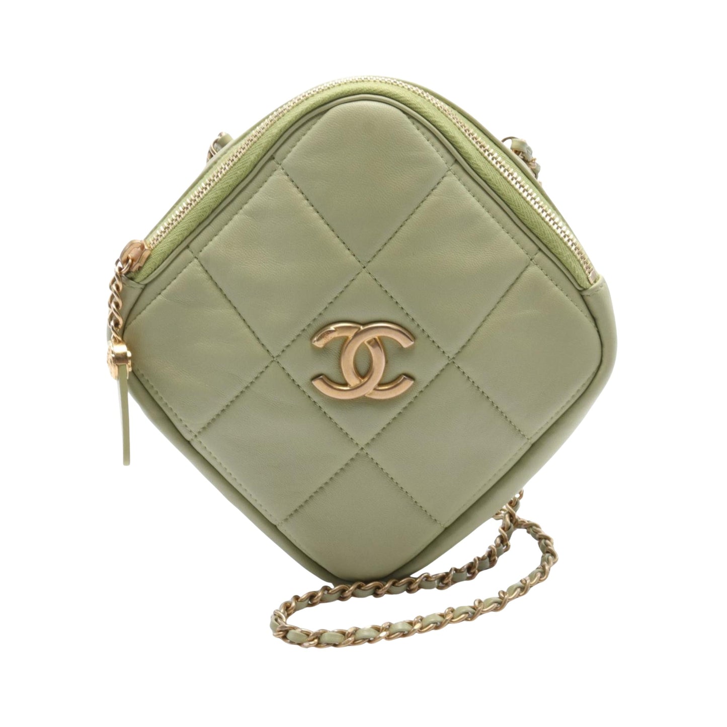 Chanel Matelassé Green Leather Shoulder Bag