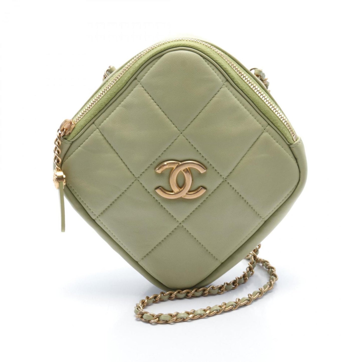 Chanel Matelassé Green Leather Shoulder Bag