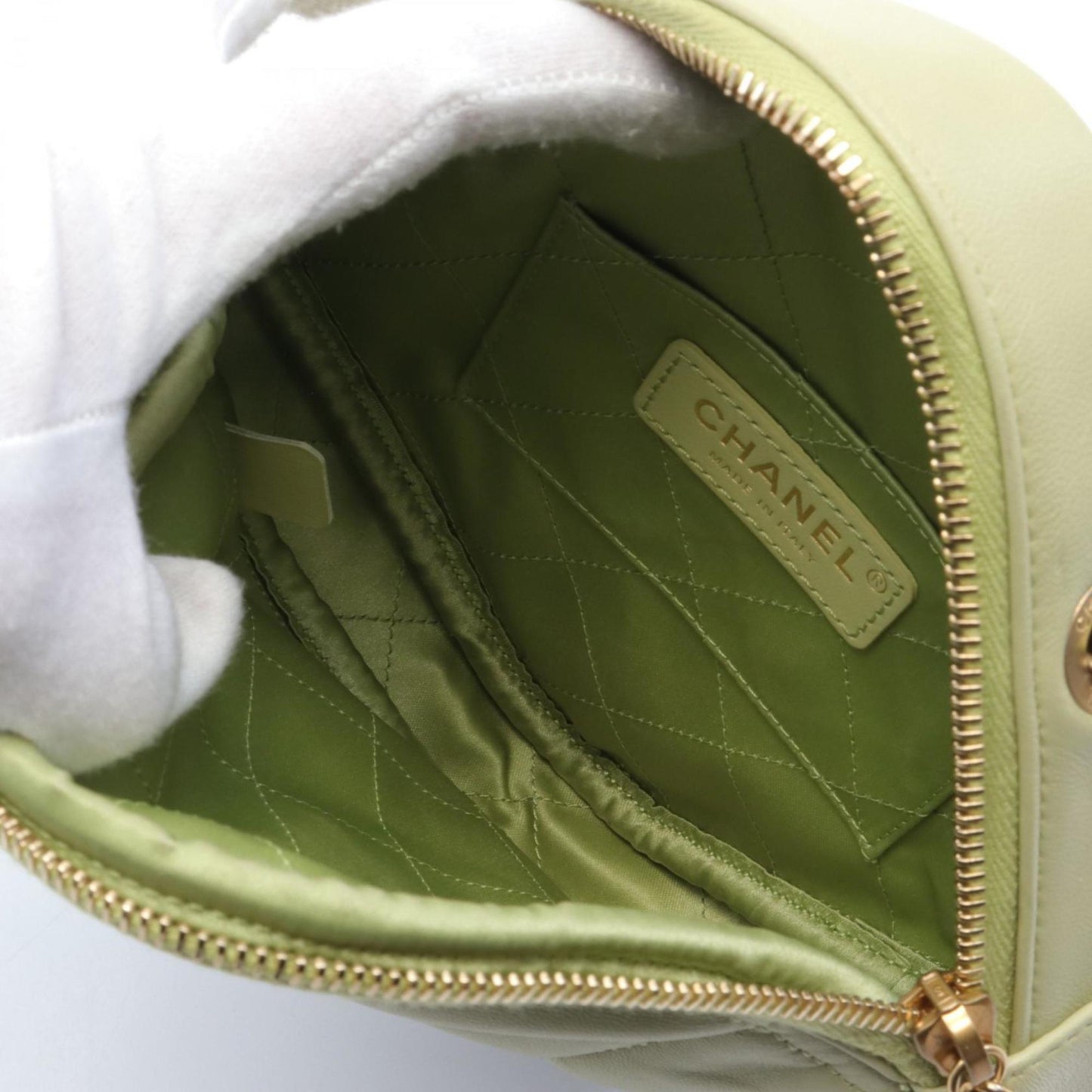 Chanel Matelassé Green Leather Shoulder Bag