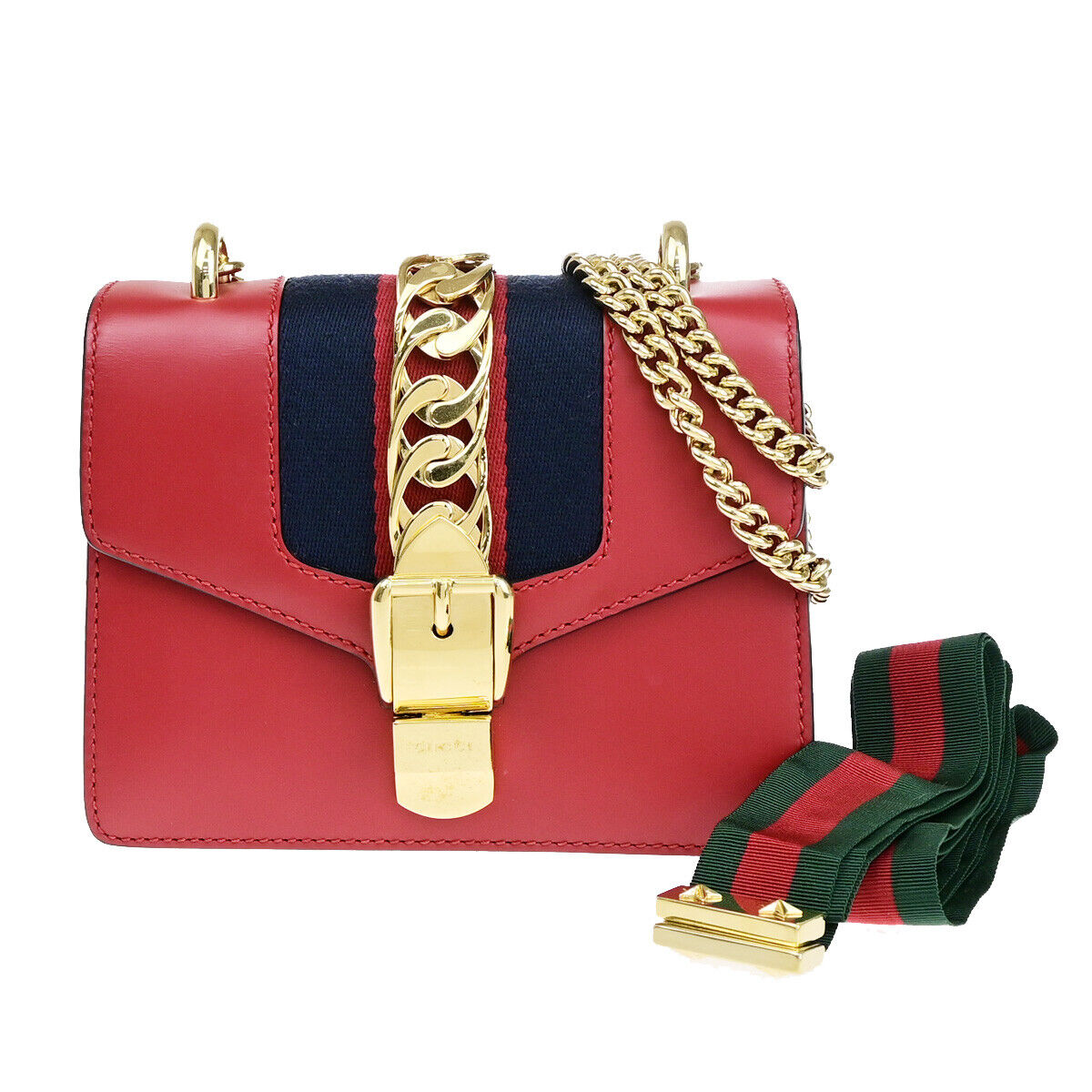 Gucci Sylvie Red Leather Shoulder Bag