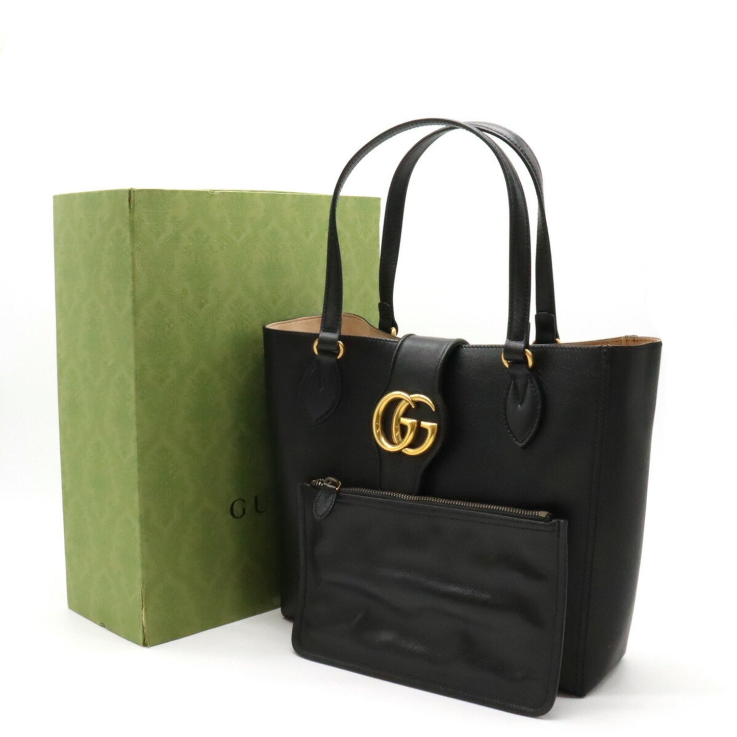 Gucci GG Marmont Black Leather Tote Bag