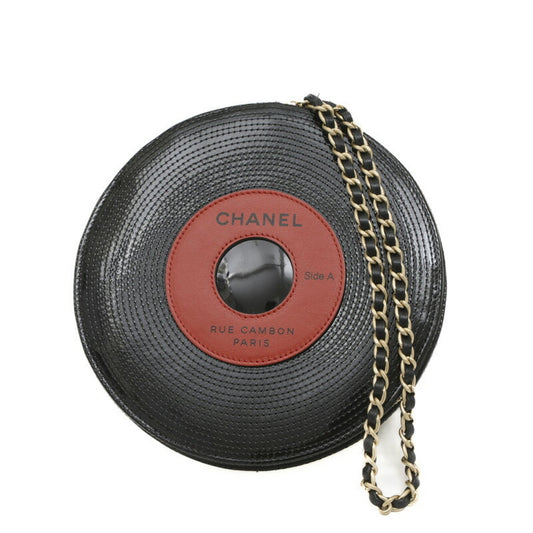 Chanel Round Mini Black Patent Leather Hand Bag