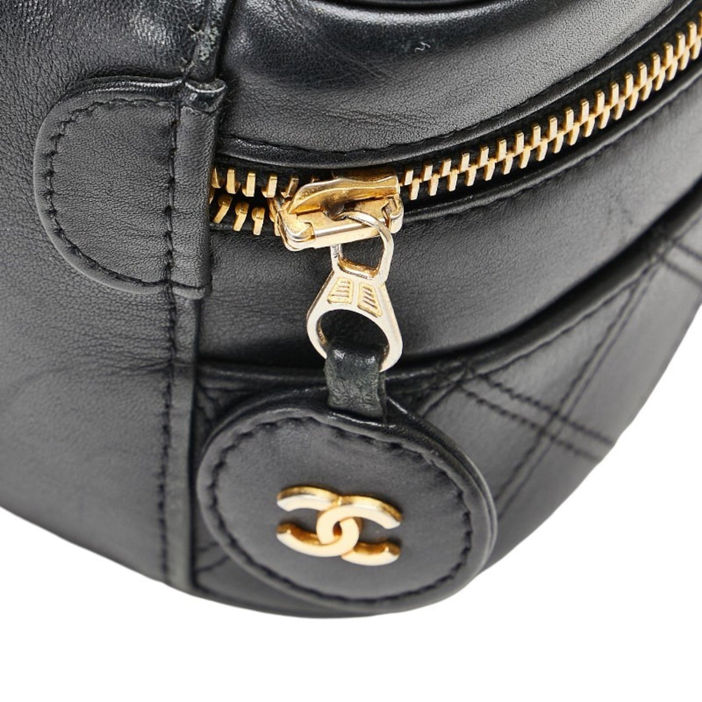 Chanel Vanity Black Leather Hand Bag