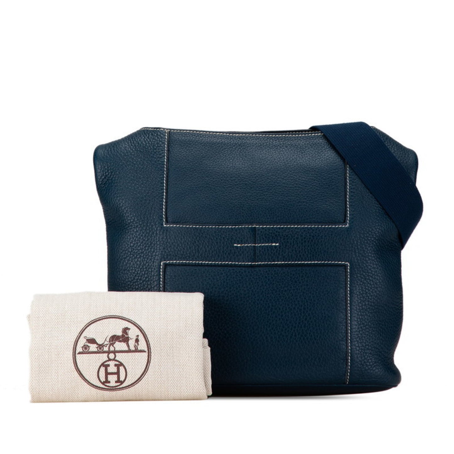 Hermès Goodnews Navy Leather Shoulder Bag