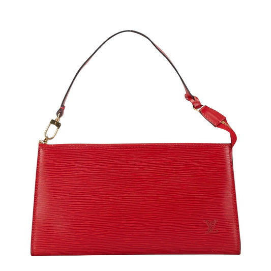 Louis Vuitton Pochette Accessoire Red Leather Clutch Bag