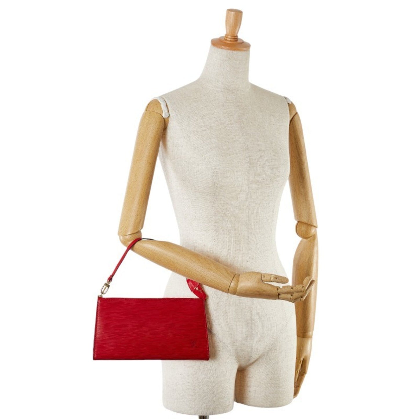 Louis Vuitton Pochette Accessoire Red Leather Clutch Bag