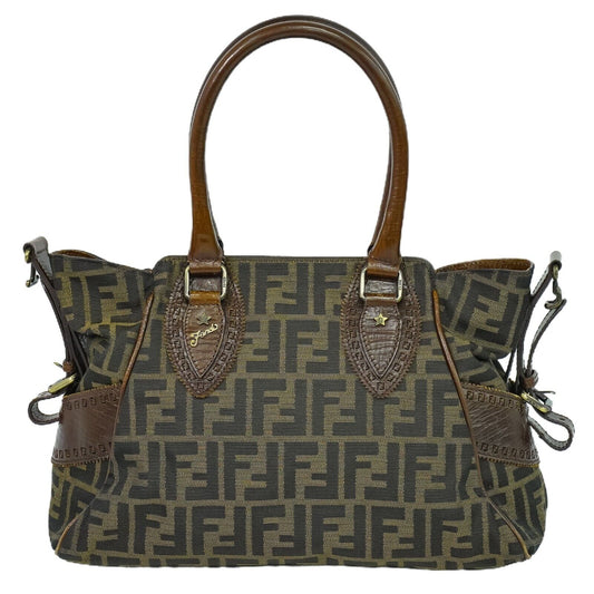 Fendi Etniko Brown Canvas Hand Bag