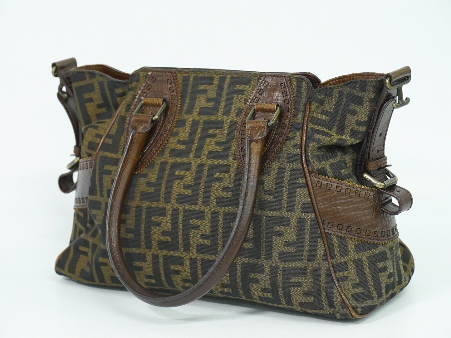 Fendi Etniko Brown Canvas Hand Bag