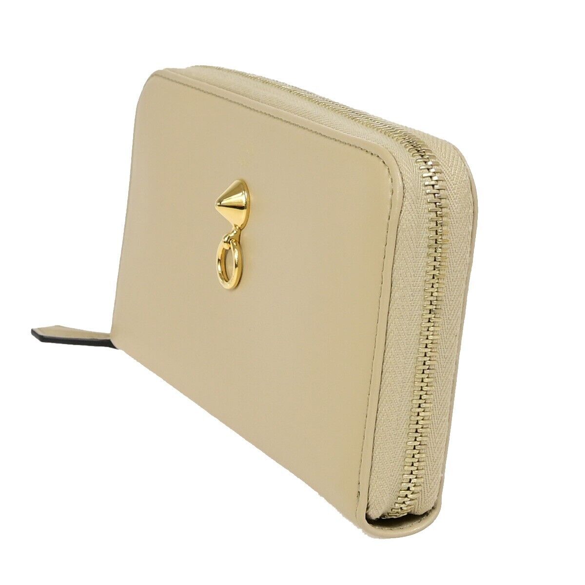 Fendi Round Zipper Beige Leather Wallet Accessories