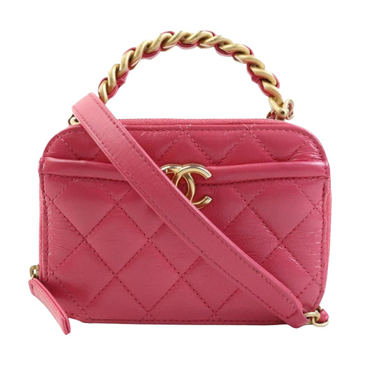 Chanel Matelassé Pink Leather Hand Bag