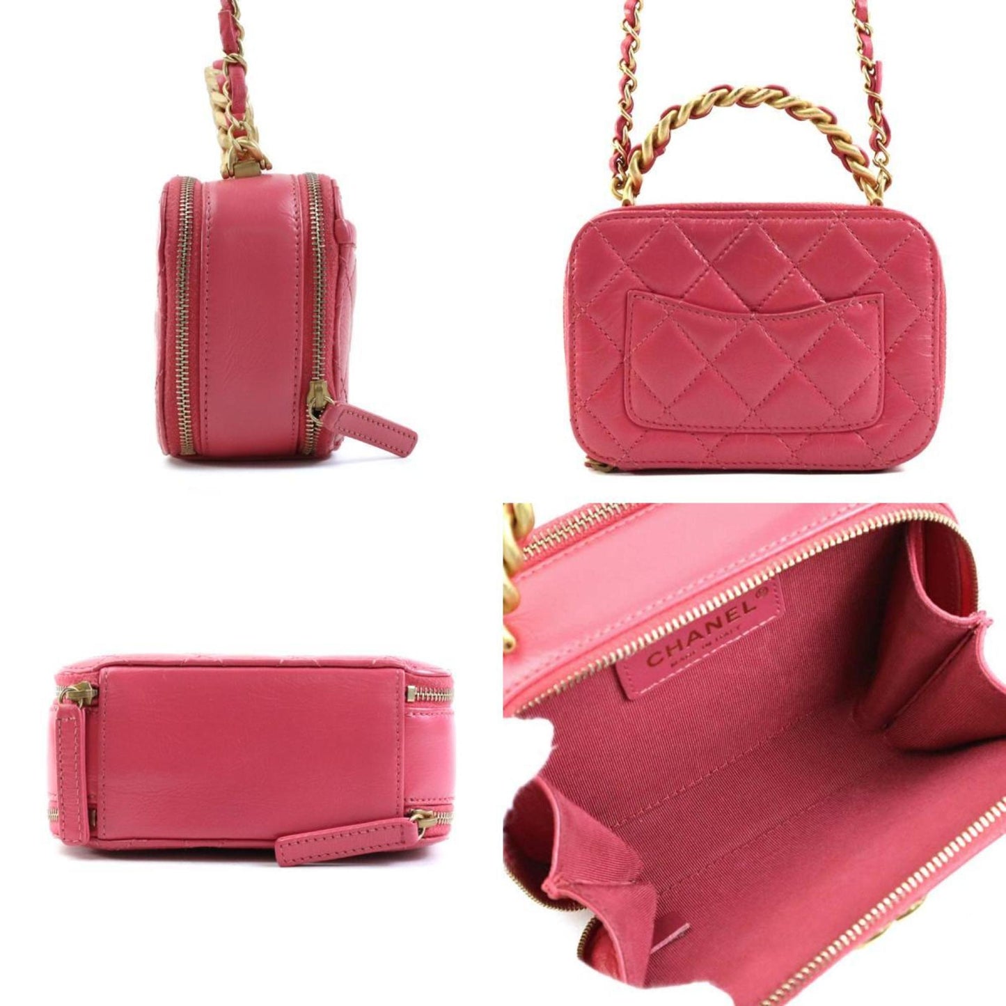 Chanel Matelassé Pink Leather Hand Bag